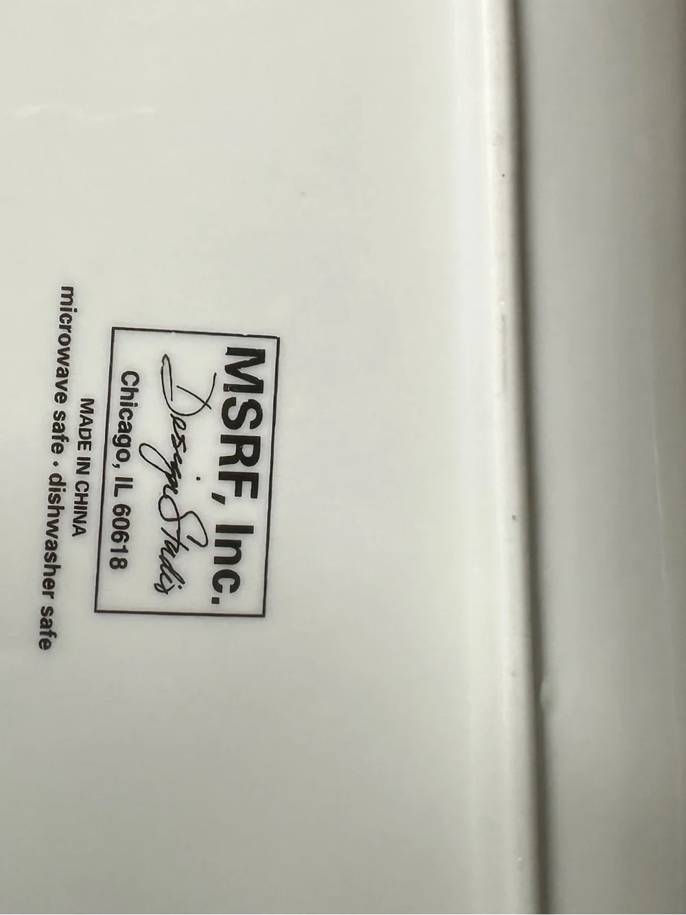White Ceramic Rectangular Plate with Black Butcher Diagram